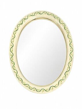 Pottery Mirror Vanity Tray Hand Painted Vine Motif Vintage Home Decor Decorative